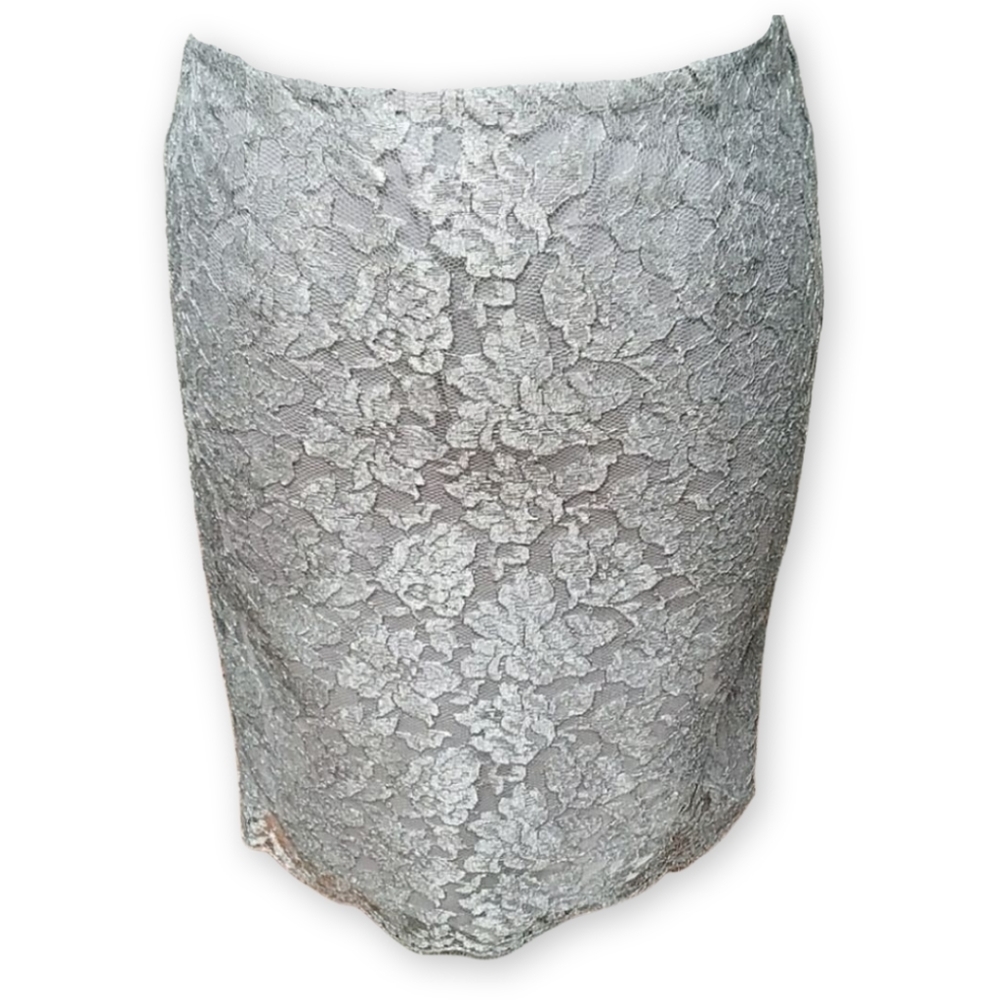 Talbots Silver Lace Pencil Skirt sz 6